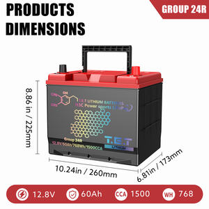 Batteria di Avviamento per Auto T.E.T 12.8V 60AH 240A Corrente Continua Gruppo 24 LiFePO4 (con Bluetooth) - Sostituzione Batteria Piombo-Acido, Garanzia 2 Anni - Product Image 2