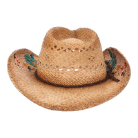 Bunga triwarna tenun tangan desain berongga langsung pabrik kualitas tinggi terbaru cocok untuk topi jerami cowgirl