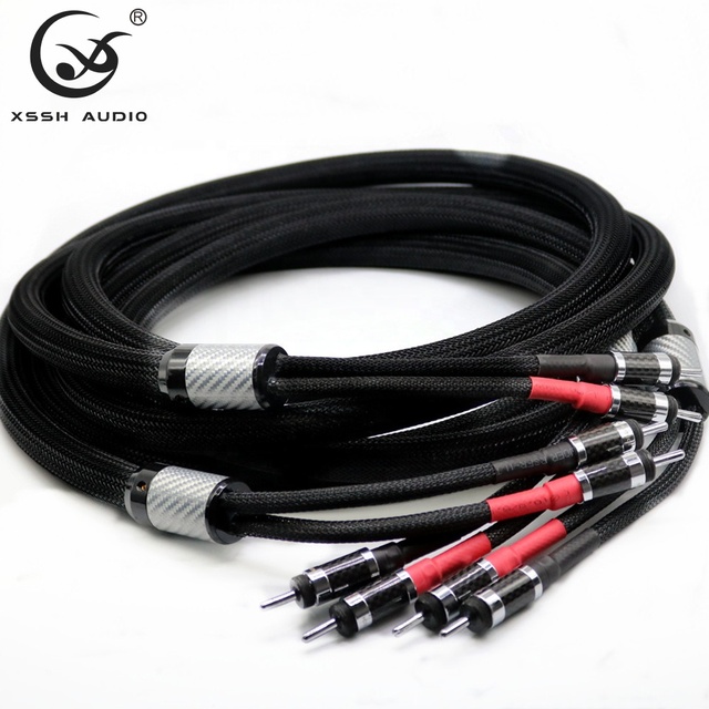 Banana Amplifier Line XSSH DIY TYPE CL2 OD 18MM 6 Core OCC HIFI Audio Speaker Cable Wires with Carbon Fiber Banana Plug