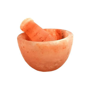 Mortier et pilon en sel rose de l'Himalaya biologique, fabriqués à la main, réutilisables, pour assaisonnements et mélanges d'herbes, riches en minéraux - Product Image 6