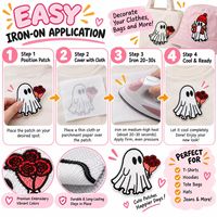 Patch Bordir Hantu Kawaii Grosir untuk Halloween, Lucu dan Seram, Motif Penyihir dan Labu, untuk Pesta Anak, Dapat Disetrika atau Dijahit