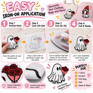 Patch brodé thermocollant Kawaii fantôme, sorcière et citrouille pour Halloween, idéal pour les fêtes d'enfants - Vente en gros - Product Image 5