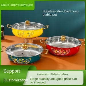 Pot de légumes de grande capacité en acier inoxydable Bouddha Jumping Wall Design Fish Scale Bottom Seafood Hot Pot Soup Pot préfabriqué - Product Image 2