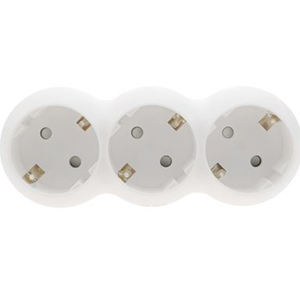 Multiconector redondeado de 3 tomas blancas, compatible con dispositivos eléctricos, ideal para ampliar puntos de energía en el hogar. - Product Image 2