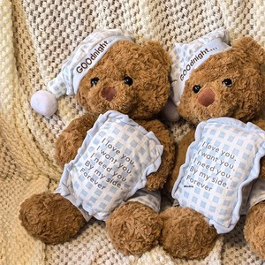 ตุ๊กตาหมีเท็ดดี้ลายตารางน่ารัก ชุดนอนผ้าพลัฌ - Product Image 2