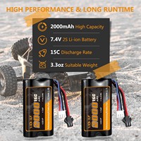 Baterai VICMILE 7.4V 2000mAh 2S dengan Konektor SM-2P (2 Buah) untuk Kapal, 1000 Siklus