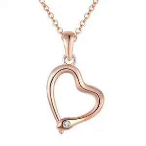 Custom Personalized Cubic Zirconia Customizable 925 Silver Heart Shaped Valentine Day Rose Gold Plated Diamond Pendant Necklace