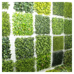 Painel de parede 3D artificial da selva, flores verdes de plástico para jardim vertical, flores de plástico 3D artificiais personalizadas