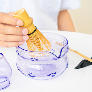 Japanese Green Tea Ceremony Chawan Whisk Holder Bamboo Chasen Salad Porridge Cup Clear Pink <strong>Mixer</strong> <strong>Glass</strong> Matcha <strong>Bowl</strong> With Spout - Product Image 5