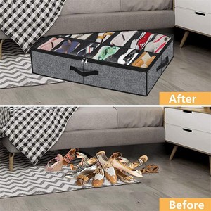 Sturdy 12-Cell Foldable <strong>Fabric</strong> <strong>Underbed</strong> Shoe <strong>Storage</strong> Bins Rectangle Organizer with Weaving Technics Closet <strong>Storage</strong> for Shoes - Product Image 6