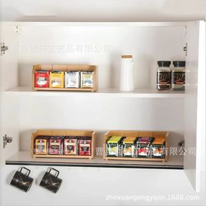 Caja de Almacenamiento para Bolsitas de Té de Bambú, Estante de Madera de Tres Niveles para Café, Organizador de Cocina, Conservación de Frescura - Product Image 4