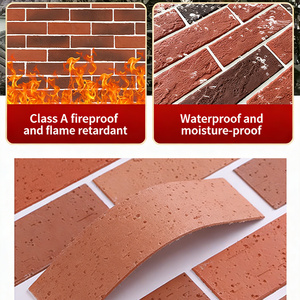 Soft Porcelain Small Red Crack Cultural <strong>Brick</strong> 60*240mm Exterior Wall Modern Simple Lightweight Stone <strong>Brick</strong> Background Wall - Product Image 5