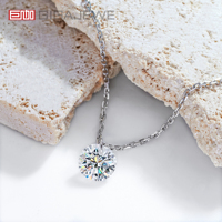 GIGAJEWE 1.0Ct D Color Moissanite Solitaire Collier 6.5mm Round Cut Pendant Lab Grown Gemstone Jewelry for Women