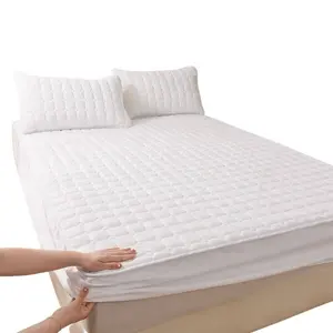 Custom Hypoallergenic Bamboo Cotton Terry Cloth Knitted Waterproof Bed Cover Mattress Protector