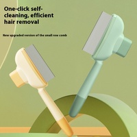 Brosse de toilettage ergonomique pour animaux de compagnie à nettoyage automatique à un bouton, ABS + acier inoxydable avec dents arrondies, universelle pour chats et chiens