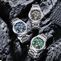 Montre mécanique squelette de luxe pour homme Verde Reloj Mecanico Automatic Tourbillon Clock Relogio Masculino Montre-bracelet étanche