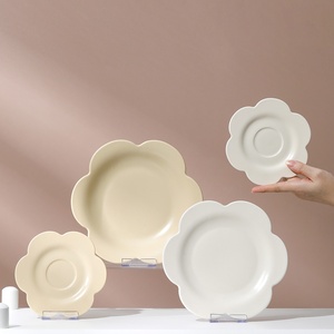 Luxury High-Temperature Porcelain Ceramic Cup Saucer <b>Set</b> Solid Color Glaze Exquisite Afternoon <b>Tea</b> Tray High Aesthetic Plate - Product Image 2
