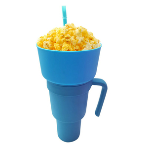 Phổ biến nhựa <span class=keywords><strong>2</strong></span> trong <span class=keywords><strong>1</strong></span> đồ ăn nhẹ và uống cup với rơm cho Cinema Tumbler chủ cho bỏng ngô tùy chỉnh uống chủ - Product Image 6