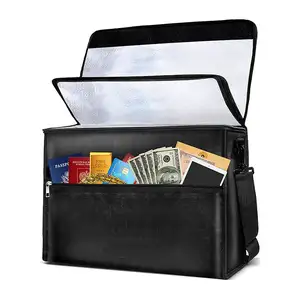 Large 17x12x6 Inches Waterproof and Fireproof Document Bag with Double Pockets and Zippers for Filing Products