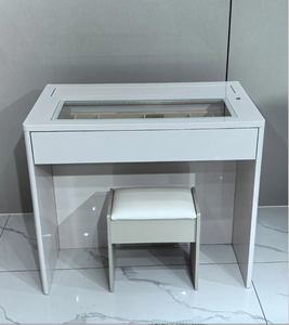 Ensemble de commode à hauteur réglable commandée par la voix avec miroir et éclairage LED, meubles de chambre à coucher avec bureau à hauteur réglable - Product Image 3