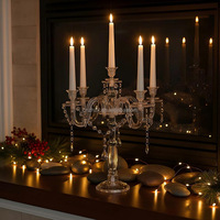 Candélabre moderne en acrylique transparent à 5 bras, support de bougies transparent, centre de table pour mariage, décoration pour hôtel, événements et fêtes