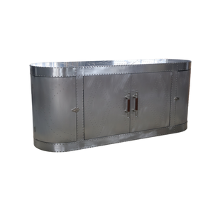 Meuble de rangement à vin de luxe industriel, buffet en aluminium et bois massif, comptoir de bar, console de salon 5+ - Product Image 6