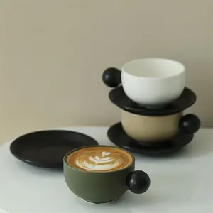 Harmony vente chaude Style européen couleur unie avec poignée de bouton de disque tasse à café en céramique