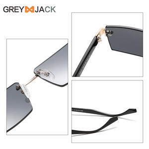 Lunettes de soleil carrées sans monture Greyjack pour femmes, verres PC dégradés UV400, monture noire en métal TR, plusieurs couleurs - Product Image 2