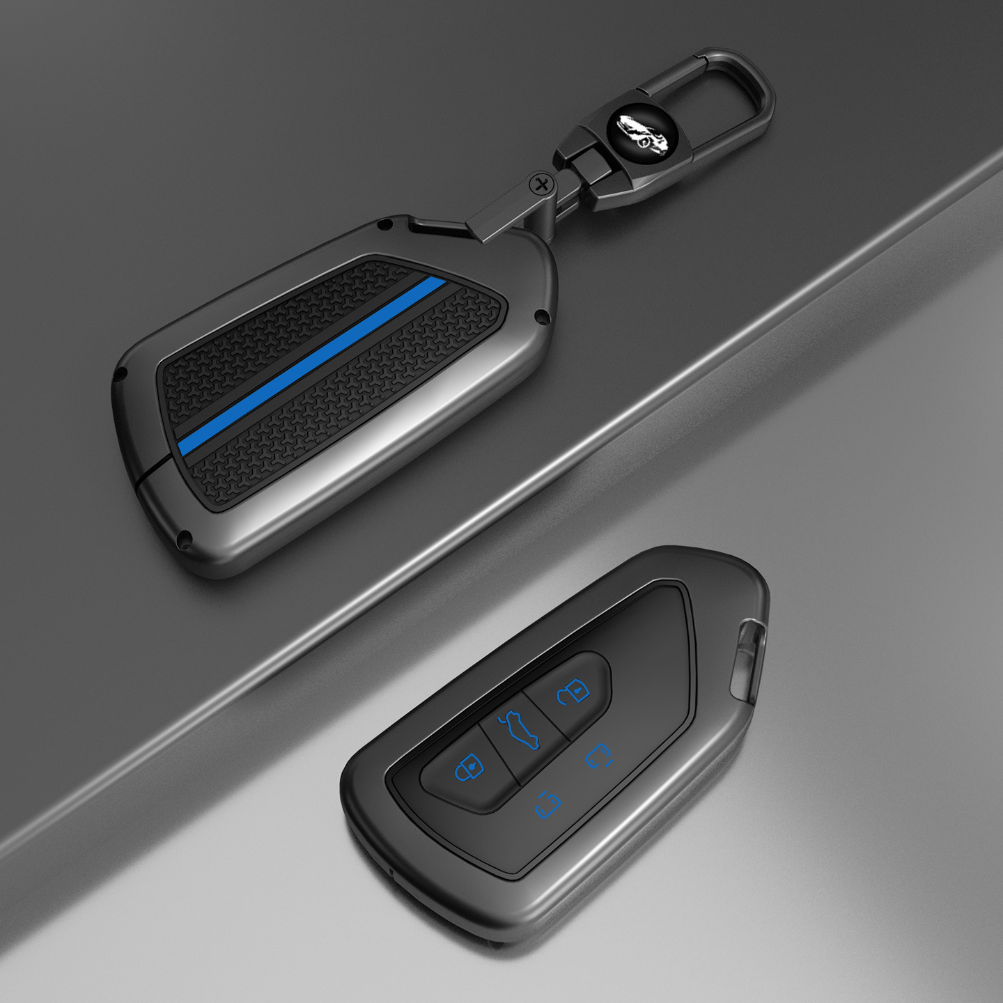 5 buttons-blue + metal buckle