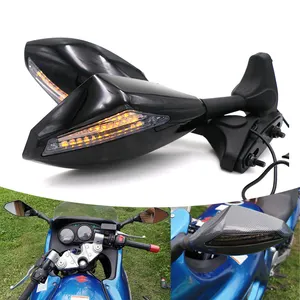 2Pcs Motorrad Cnc Teile Motorrad Seitens piegel Rückspiegel mit LED Blinker