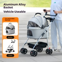 Poussette pliable multifonctionnelle en métal pour animaux de compagnie Motion Apex, légère, imperméable, 4 roues, capacité 30 kg, pour chiens de petite/moyenne taille, pour l'extérieur