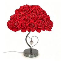 Lampe de bureau en forme de rose, lumière de table LED romantique avec support en forme de cœur en cristal, idéal pour la Saint-Valentin, cadeau de mariage, décoration de chambre à coucher