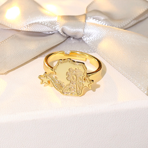 Grossaleustom Cartone animato placcato oro regolabile anello in acciaio inox personalizzato gioielli di moda regalo per le ragazze di nuovo arrivo - Product Image 3