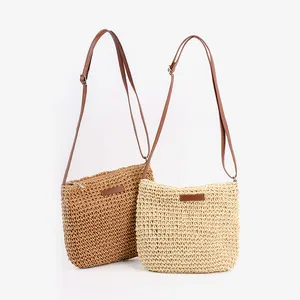 Women Crossbody Shoulder Phone Bags For Ladies Custom Woven Straw Bag With Customized Design