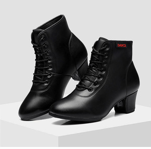 Bottines de danse noires tendance pour femmes, en PU, semelle en caoutchouc, pour extérieur, modernes, pour la danse de salon, <span class=keywords><strong>style</strong></span> <span class=keywords><strong>marin</strong></span> - Product Image 3