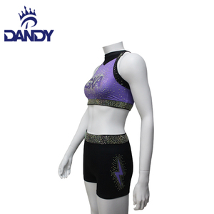 ชุดเชียร์ลีดเดอร์ประดับเพชรพลอยพร้อมโลโก้ทีมที่ออกแบบเองได้ คุณภาพสูง เสื้อครอปท็อป ชุดเชียร์ - Product Image 5