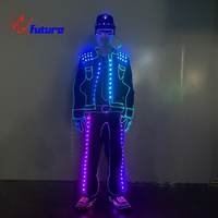 Ensemble de costumes de scène lumineux à LED, veste et pantalon avec lumières clignotantes rechargeables pour les soirées en boîte de nuit, costumes de scène