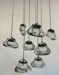 Hot Sales Postmodern Rain Drop Glass Hanging Lights Dining Room Restaurant Living Room Bedside Home Decor Pendant Light