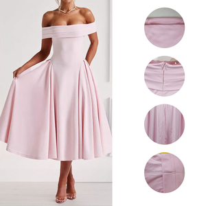 Robes Décontractées Élégantes pour Femmes NOQ 1 – Style Français Vintage avec Épaules Dénudées, Taille Cintrée et Ourlet Évasé – Vente en Gros - Product Image 4