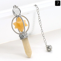 Pendentif Cabochon Prisme Hexagonal Étoile en Améthyste et Strass de Cristal Vintage 1490