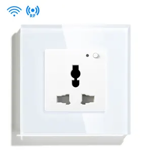 220V-240V 86*86Mm Panel Kaca Tempered Cerdas 13A 3 Pin Outlet Colokan Listrik WIFI Smart Wall Socket