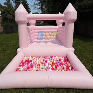 Château gonflable rose de rebond de PVC de <span class=keywords><strong>location</strong></span> commerciale avec l'amusement extérieur d'arrière-cour de fosse de boule <span class=keywords><strong>pour</strong></span> des cavaliers de partie d'enfants - Product Image 2