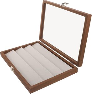 Boîte de rangement et de présentation de bijoux en bois moderne, de forme rectangulaire, pour boucles d'oreilles et colliers, vente en gros - Product Image 1