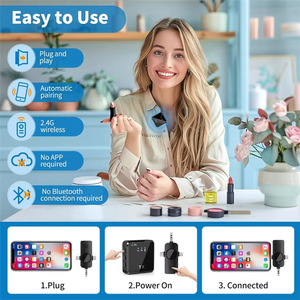 F11-2 Nouveau Modèle 2 Micros 3 en 1 Microphone Cravate sans Fil pour <span class=keywords><strong>Enregistrement</strong></span> Vidéo sur Téléphone Portable et Interviews - Product Image 5