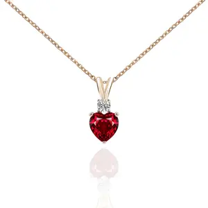 heart necklace moissanite custom red mossanite jewelry vvs 10k yellow gold fashion jewelry pendants charms