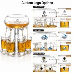 Distributeur et support de shots en PMMA 6 compartiments, décanteur à vin et distributeur de shots de bar avec 6 tasses en acrylique pour toutes sortes de fêtes - Product Image 2