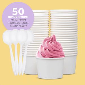 Bols à dessert glacé jetables biodégradables en papier kraft à double paroi imprimés sur mesure - Product Image 4