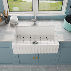 Évier de cuisine moderne en porcelaine de 33 pouces, noir, en argile réfractaire, à tablier, à cuve unique, grand évier à tablier - Product Image 3