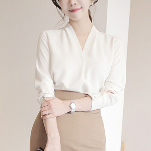S-2XL <strong>White</strong> <strong>Shirt</strong> Women's Long Sleeve <strong>Chiffon</strong> Top Professional Autumn Korean Style Loose V-neck <strong>Shirt</strong>