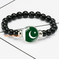 Bracelet perlé élastique noir drapeau marocain le plus vendu, accessoires patriotiques pour les mains, bracelet tendance pour hommes et femmes